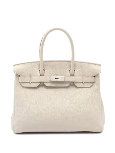 Pre-owned Hermes 2017 Togo Birkin Retourne 30 Handbag In White