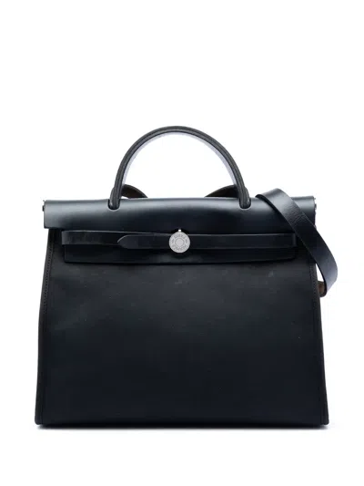 Pre-owned Hermes 2017 Toile H Berline Herbag Zip 31 Satchel In Black