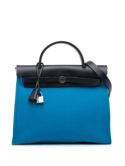 Pre-owned Hermes 2017 Toile Herbag Zip 31 Satchel In Black