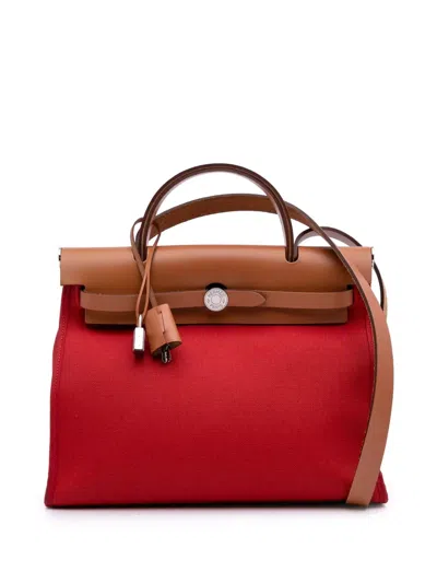 Pre-owned Hermes 2017 Toile Herbag Zip 31 Satchel In Brown