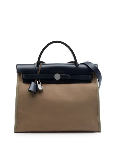 Pre-owned Hermes 2017 Toile Herbag Zip 31 Satchel In Brown