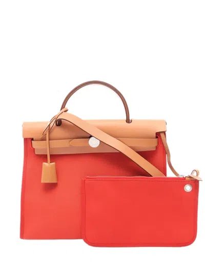 Pre-owned Hermes 2017 Toile Herbag Zip 31 Satchel In Red