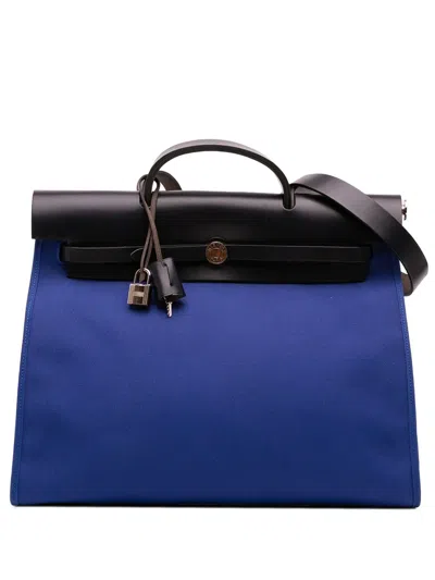 Pre-owned Hermes 2017 Toile Herbag Zip 39 Satchel In Black