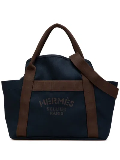 Pre-owned Hermes 2017 Toile Sac De Pansage Grooming Bag Satchel