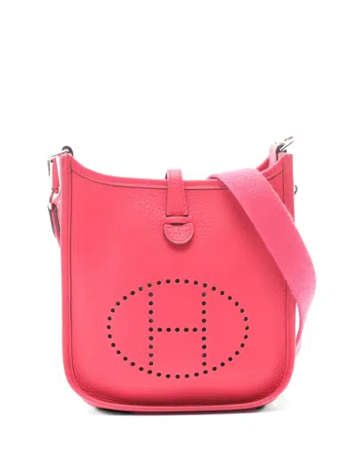 Pre-owned Hermes 2017 Tpm Evelyne Perforated Leather Shoulder Bag In Pink
