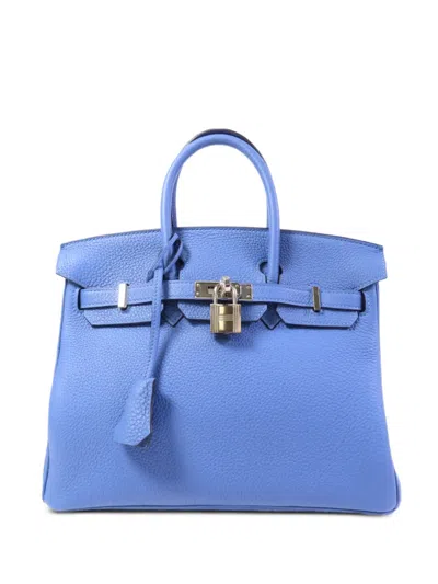 Pre-owned Hermes 2018 25 Birkin Togo-leather Tote Bag In Blue