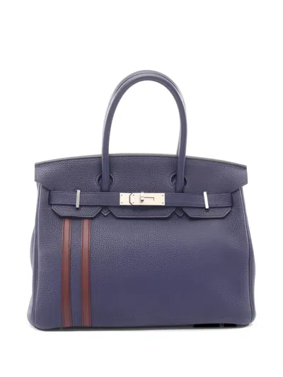 Pre-owned Hermes 2018 30 Birkin Leather Tote Bag In Blue