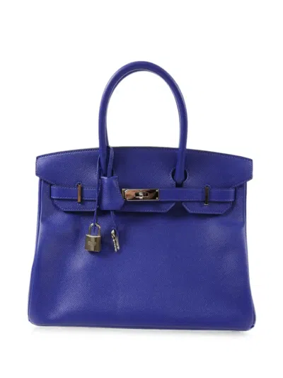 Pre-owned Hermes 2018 30 Birkin Tote Bag In Blue