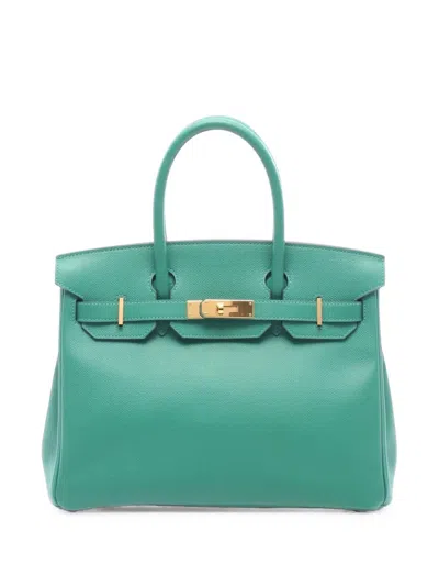 Pre-owned Hermes 2018 30 Birkin Tote Bag In Green