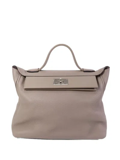 Pre-owned Hermes 2018 35cm 24/24 Togo Leather Tote Bag In Neutral