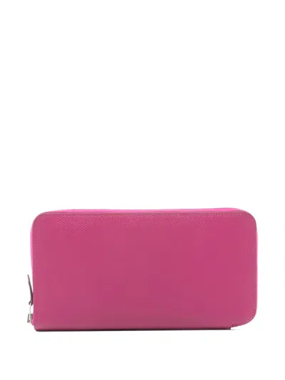 Pre-owned Hermes 2018 Azap Silkin Zip Leather Wallet In Pink