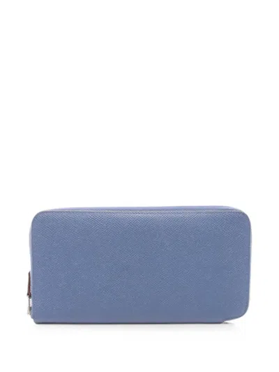 Pre-owned Hermes 2018 Azap Wallet In Blue