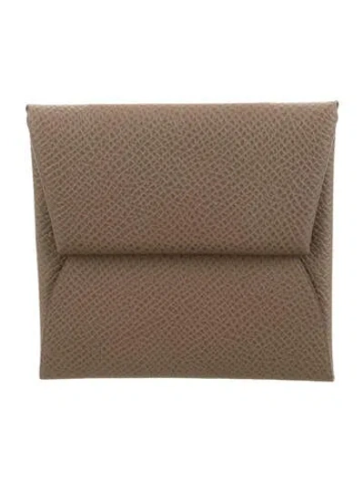 Pre-owned Hermes 2018 Bastia Coin Pouch In Grey