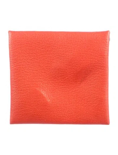 Pre-owned Hermes 2018 Bastia Coin Pouch In Red