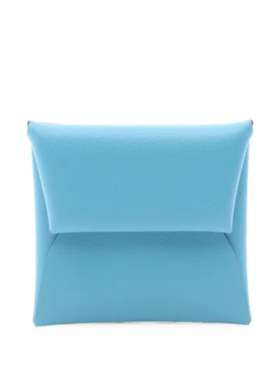 Pre-owned Hermes 2018 Bastia Coin Purse In Blue