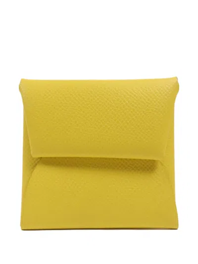 Pre-owned Hermes 2018 Bastia Epsom-leather Wallet In Yellow