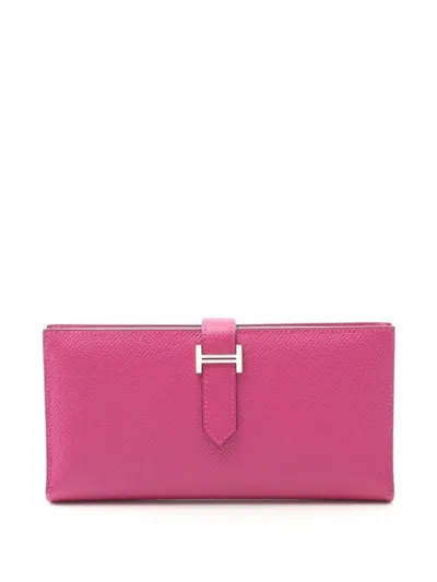 Pre-owned Hermes 2018 Bear Souffle Wallet In Pink