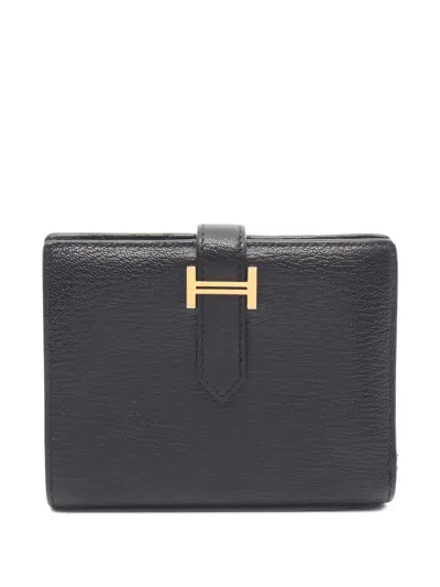Pre-owned Hermes 2018 Bearn Bi-fold Wallet In Black