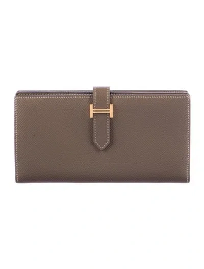Pre-owned Hermes 2018 Bearn Classic Wallet In Neutrals