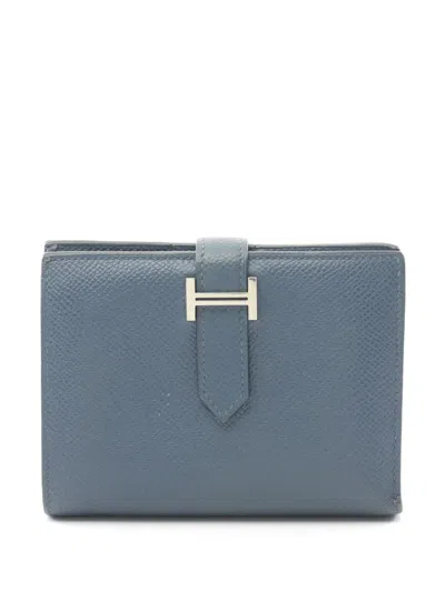 Pre-owned Hermes 2018 Bearn Compact Wallet In Blue