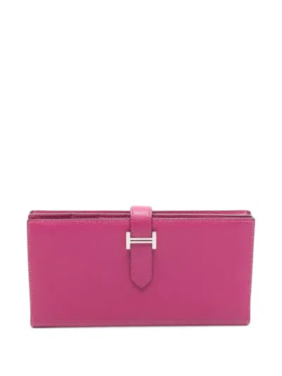 Pre-owned Hermes 2018 Béarn Soufflet Bi-fold Wallet In Pink
