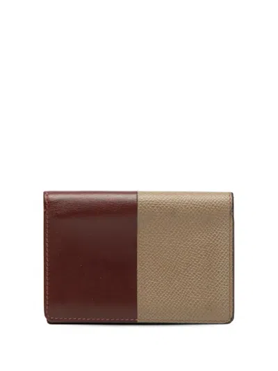 Pre-owned Hermes 2018 Bicolor Epsom And Chamonix Manhattan Case Card Holder In Brown