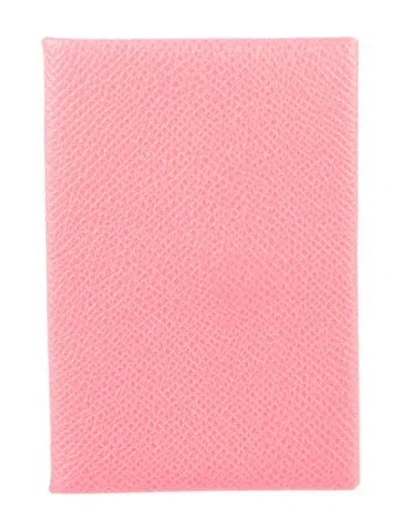 Pre-owned Hermes 2018 Calvi Cardholder In Pink