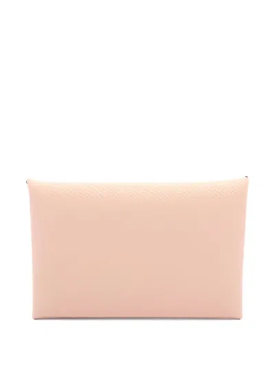 Pre-owned Hermes 2018 Calvi Coin Purse In Pink