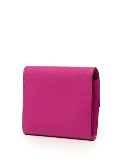 Pre-owned Hermes 2018 Chevre Mysore 1938 Compact Wallet Small Wallets In Pink