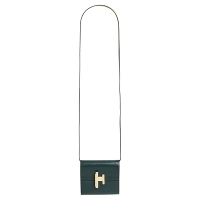 Pre-owned Hermes Hermès 2018 Cinhetic Pochette Sac Dark Green Leather Bag Clutch