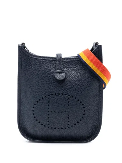 Pre-owned Hermes 2018 Clemence Evelyne Tpm Crossbody Bag In Blue