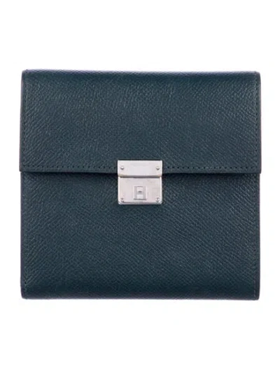 Pre-owned Hermes 2018 Clic 12 Wallet In Green