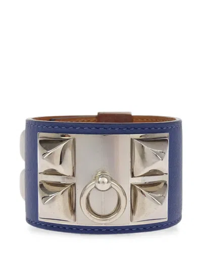 Pre-owned Hermes 2018 Collier De Chien Bangle Bracelet In Silver