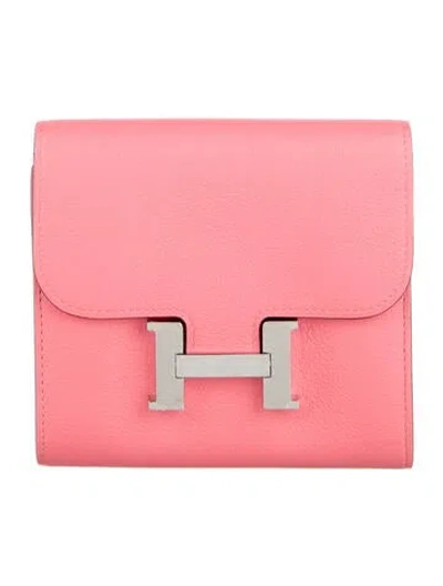 Pre-owned Hermes 2018 Constance Compact Wallet In Pink