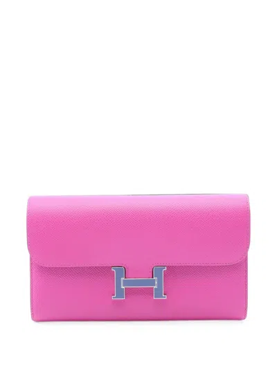 Pre-owned Hermes 2018 Constance Long Wallet In Pink