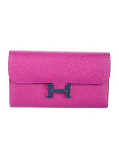 Pre-owned Hermes 2018 Constance Long Wallet In Purple