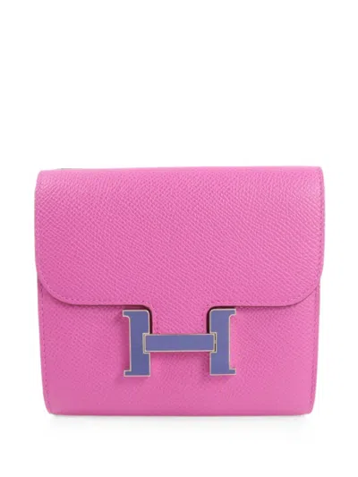 Pre-owned Hermes 2018 Constance Slim Foldover-top Wallet In Pink