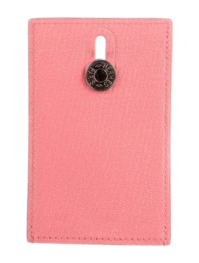 Pre-owned Hermes 2018 Diabolo Cardholder In Pink