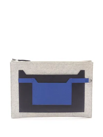 Pre-owned Hermes 2018 Epsom And Felt Toodoo 29 Clutch Bag In Grey