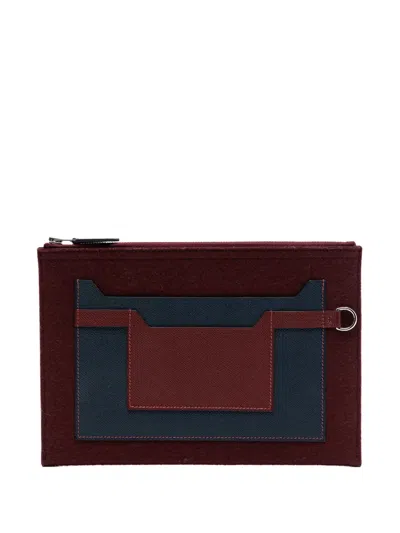 Pre-owned Hermes 2018 Epsom And Felt Toodoo 29 Clutch Bag In Red