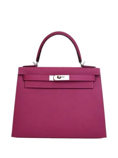 Pre-owned Hermes 2018 Epsom Kelly Ii Sellier 28 Satchel In Purple