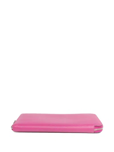 Pre-owned Hermes 2018 Epsom Silk In Long Leather Wallet In Pink