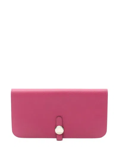 Pre-owned Hermes 2018 Evercolor Dogon Wallet Long Wallets In Pink