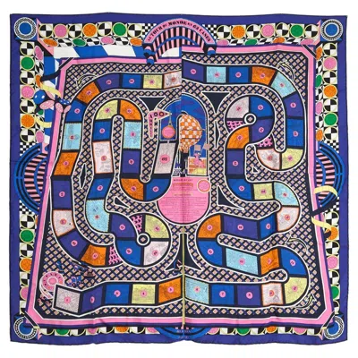 Pre-owned Hermes Hermès 2018 Foulard Carré 90 Tour Du Monde En 63 Cases Silk Twill Scarf  In Black