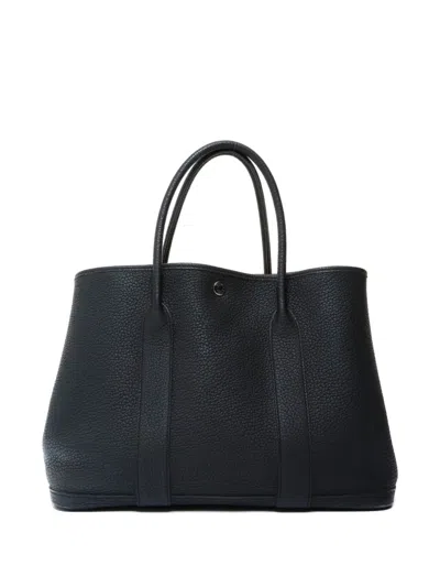 Pre-owned Hermes 2018 Garden Party Leather Totebag In Black