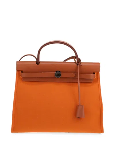 Pre-owned Hermes 2018 Herbag Tote Bag In Orange