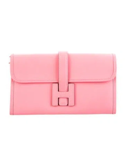 Pre-owned Hermes 2018 Jige Duo Wallet In Pink