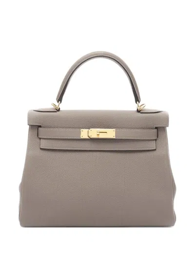 Pre-owned Hermes 2018 Kelly 28 Handbag In Grey