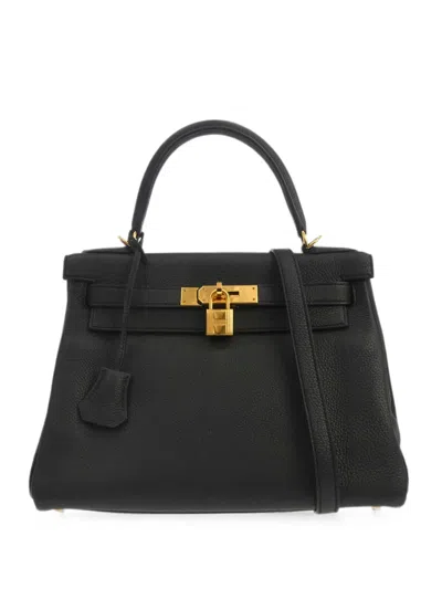 Pre-owned Hermes 2018 Kelly 28 Retourne Tote Bag In Black