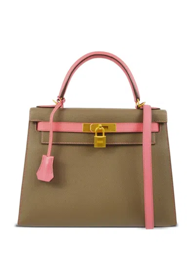 Pre-owned Hermes 2018 Kelly 28 Sellier Two-way Bag In Grey
